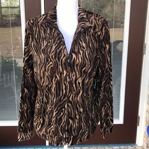 NWT- Kim Rogers long sleeve leopard print jacket size Large